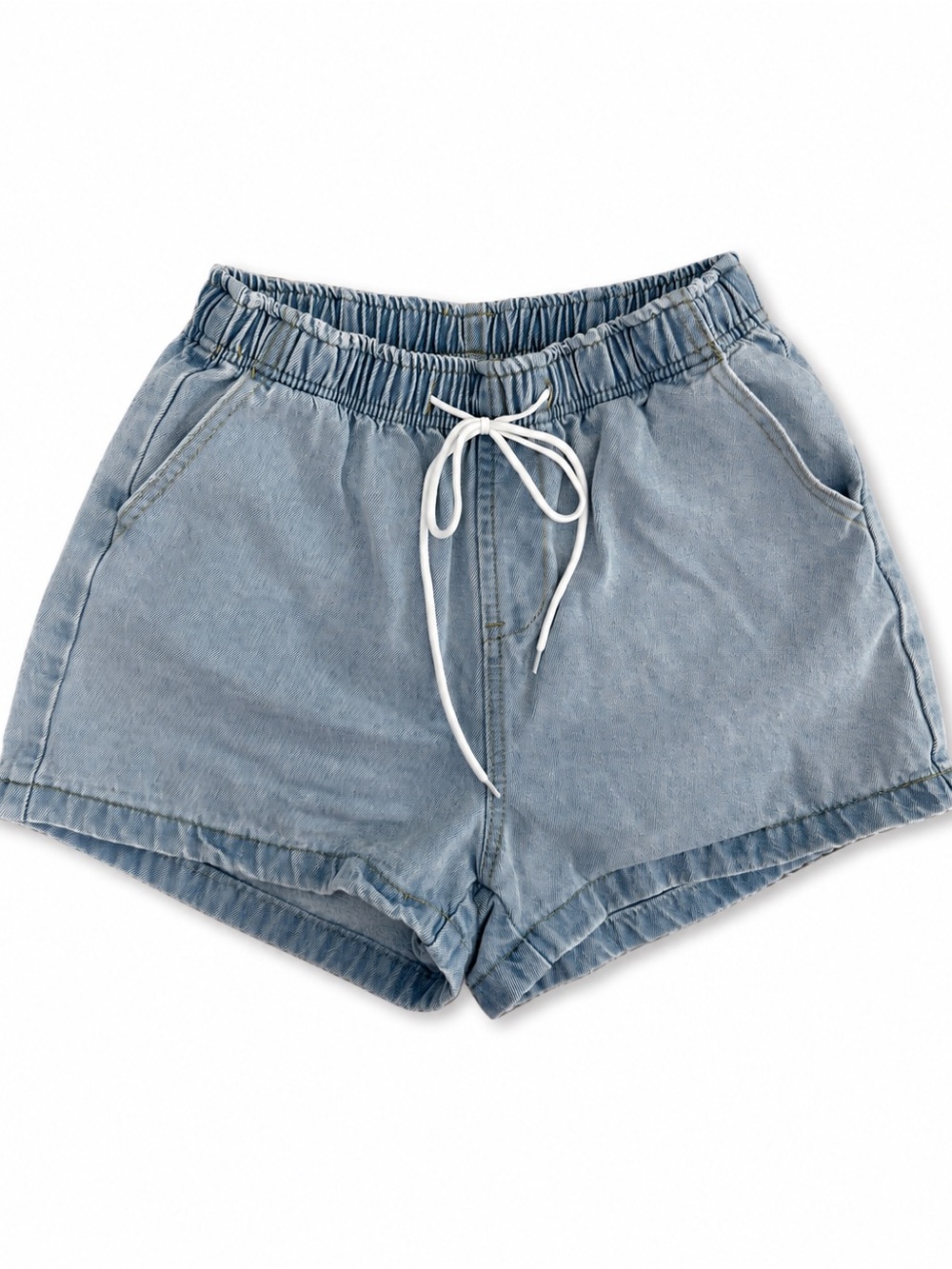 Light Blue Denim Drawstring Women’s Shorts